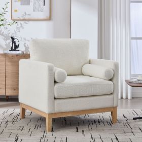 35.4 "Wide Modern Farmhouse Performance Accent Chair with Natural Wood Legs