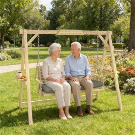 Porch swing, terrace swing, natural wood