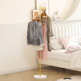 Clothing Rack, Golden Metal Freestanding Heavy Duty Clothes Rack with Marble Base, Multipurpose Garment Hanger for Bedroom, Hat, Scarf, Jacket,