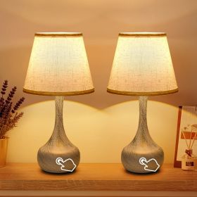 Touch Bedside Lamp Set of 2, Farmhouse 3-Way Dimmable Table Lamps for Nightstand with Fabric Shade, Desk Lamp for Reading, Bedroom, Livingroom, O