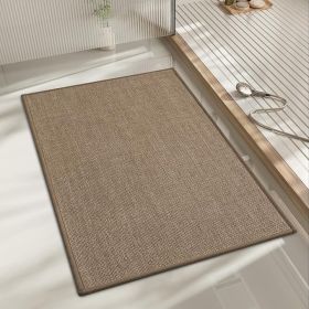 Bathroom Rugs Mat 24x17, Ultra Thin Non Slip Bath Mat Small Quick Dry Absorbent Bath Mat for Bathroom Floor, (Dark Beige, 24"x17")