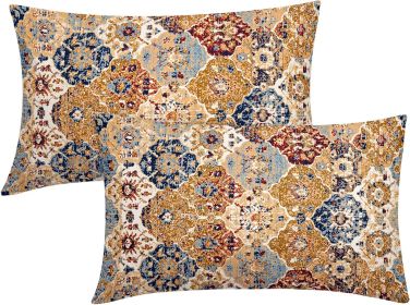 Gold Orange Navy Red Vintage Bohemian Lumbar Pillow Covers 12X20 In Yellow Beige Blue Boho Rug Oriental Carpet Pillowcases Set 2 Antique Tapestry