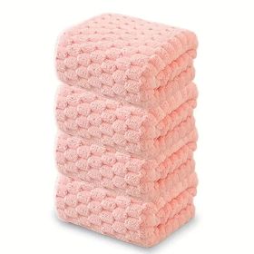 Waffle Ultra-soft Bath Towel 4/1pc, Super Absorbent And Quick-drying Adult Ultra-fine Fiber Towel, Quick-drying Textured Towel, Soft Spa And Fitn (Option: 4pcspink)