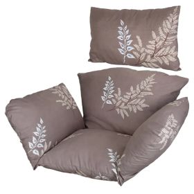 Egg Chair Cushion Hanging Basket Seat Cushion Thicken Soft Egg Swing Chair Pad Hanging Egg Chair Cushion With Headrest (Option: CoffeeBeigeLeaf)