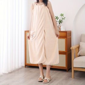 1pc Women's Shower Dress; Wearable Bath Wrap Towels For Women; Patched Pocket Bathrobe; Shower Spa Wrap For Sauna Beach Pool; Super Absorbent Bat (Color: Yellow 1pc)