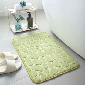 1pc Non-Slip Memory Foam Bath Rug with Cobblestone Embossment - Rapid Water Absorbent and Washable - Soft and Comfortable Carpet for Shower Room (Color: Green)