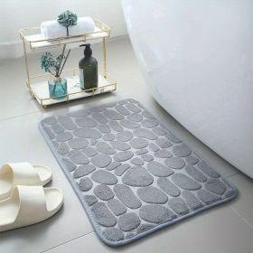 1pc Non-Slip Memory Foam Bath Rug with Cobblestone Embossment - Rapid Water Absorbent and Washable - Soft and Comfortable Carpet for Shower Room (Color: Gray)
