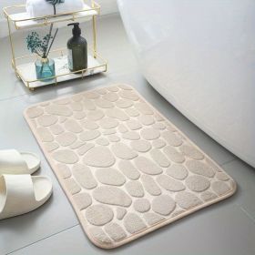 1pc Non-Slip Memory Foam Bath Rug with Cobblestone Embossment - Rapid Water Absorbent and Washable - Soft and Comfortable Carpet for Shower Room (Color: Coffee)