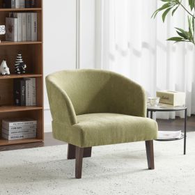Modern Accent Chair with Round Back & Wooden Legs - Mid-Century Inspired Lounge Chair for Living Room, Bedroom, or Office - Soft Fabric Upholster (Color: as Pic)