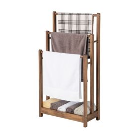 Bathroom Freestanding Towel Rack with Storage Shelf (Color: Rustic Brown, Type: Bathroom Accessories)